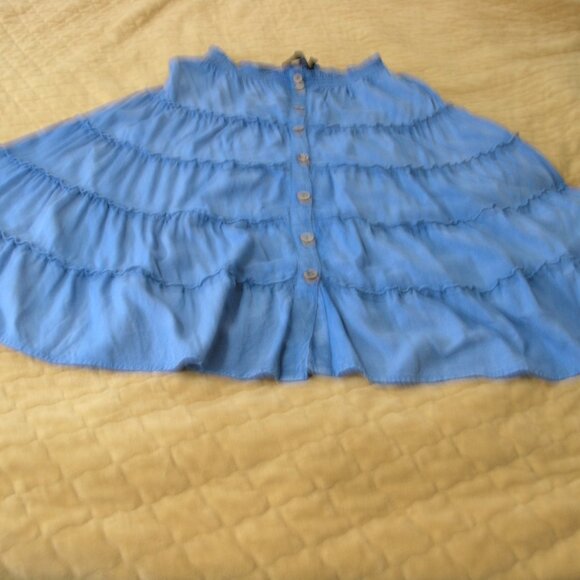 Mile Gabrielle Blue tiered Rayon skirt Size Large - Picture 2 of 12